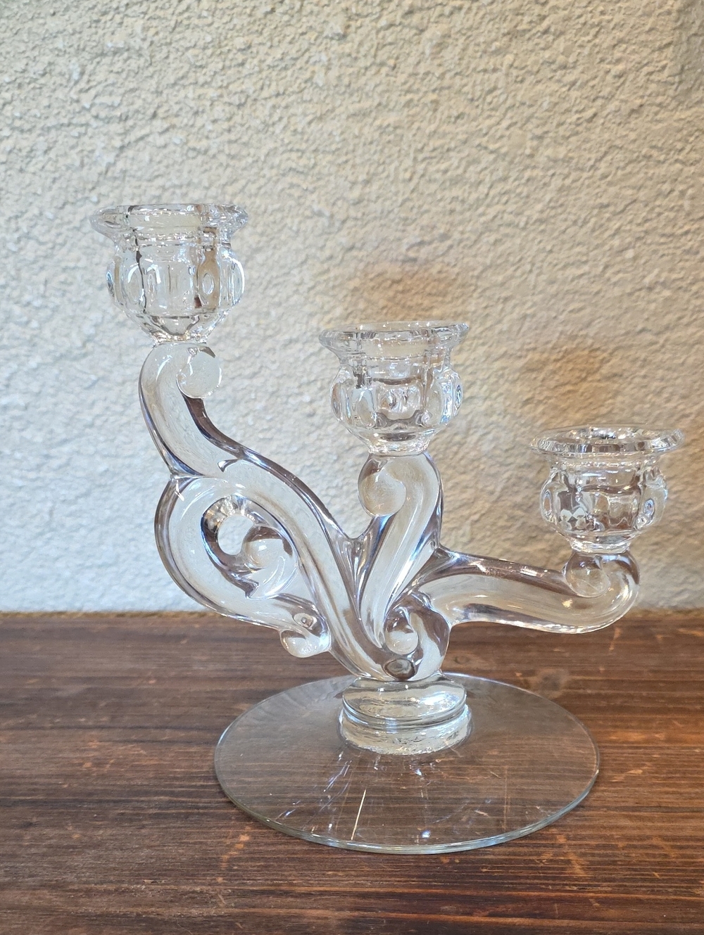 Vintage Heisey Cascade #142 3-lite Crystal Candlestick Holder